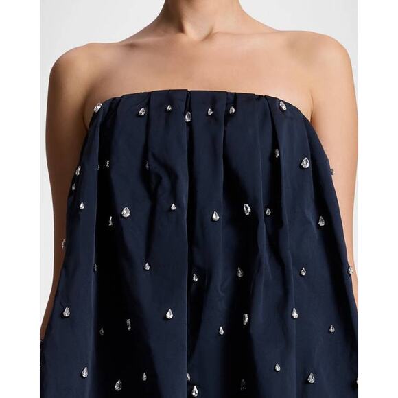 A.L.C.  Holly Embellished Strapless Bubble Hem Mini Dress in Navy 6 - Picture 3 of 4